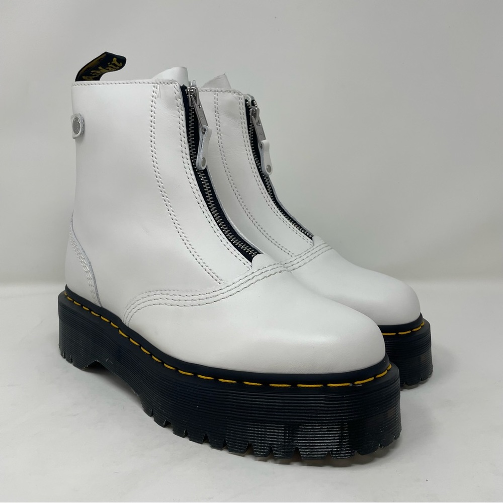 New Dr. Martens Jetta Sendal Smooth White Leather Platform Lady’s Boots Size 9